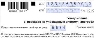 Уведомление о переходе на усн